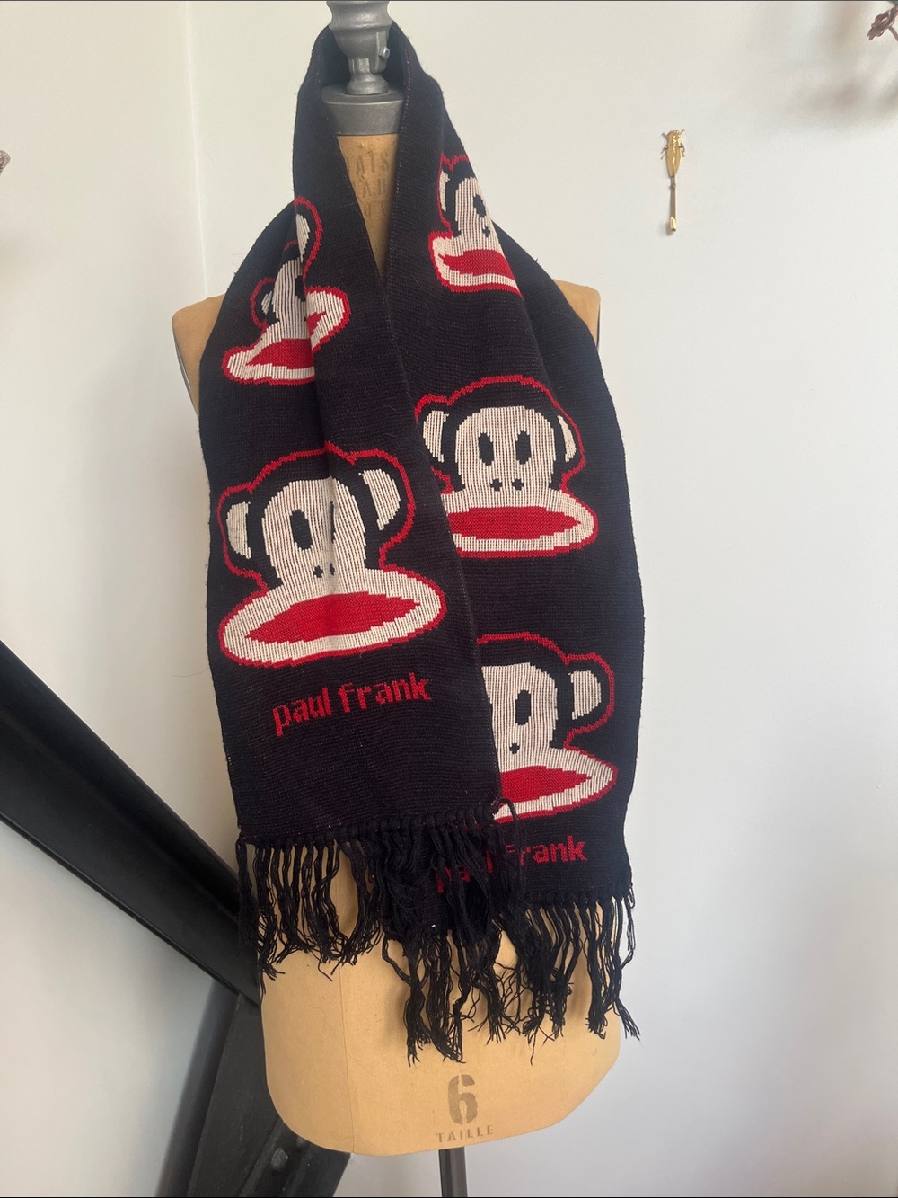 Paul Frank Black, Red & Cream Julius Monkey Knit Scarf